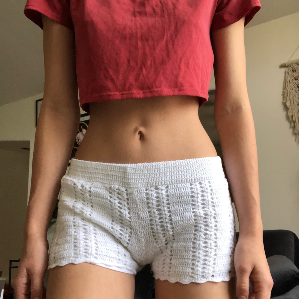 White crochet summer shorts